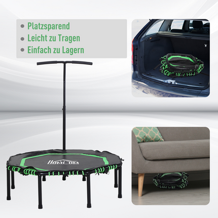 HOMCOM Foldable Trampoline with Adjustable Handle – For Adults and Teens, Green