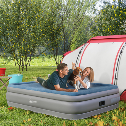 Outsunny Queen Inflatable Mattress with Electric Pump – 203 x 152 x 46 cm