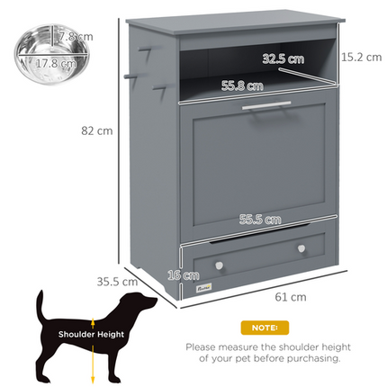 PawHut Pet Feeder Station – Food Storage Cabinet for Dogs and Cats – Black