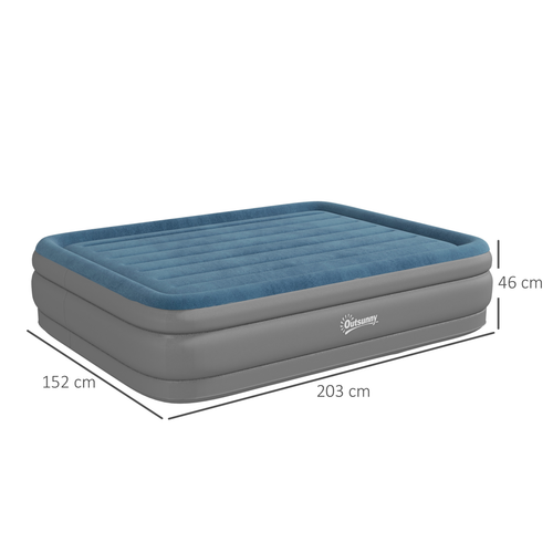 Outsunny Queen Inflatable Mattress with Electric Pump – 203 x 152 x 46 cm