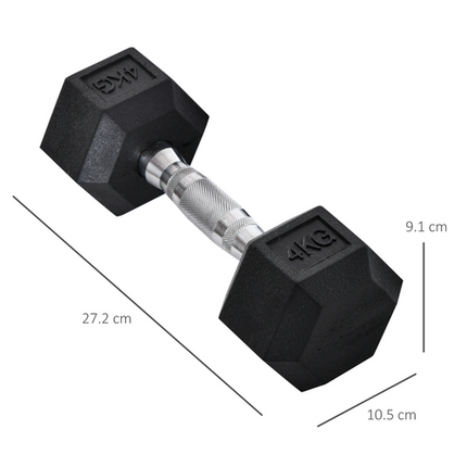 HOMCOM Hex Dumbbell Set 2x4kg – Strength Training Weights for Home Fitness
