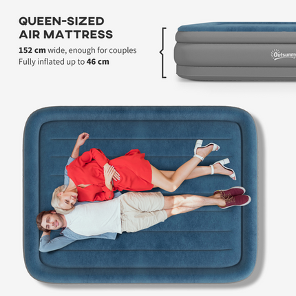Outsunny Queen Inflatable Mattress with Electric Pump – 203 x 152 x 46 cm