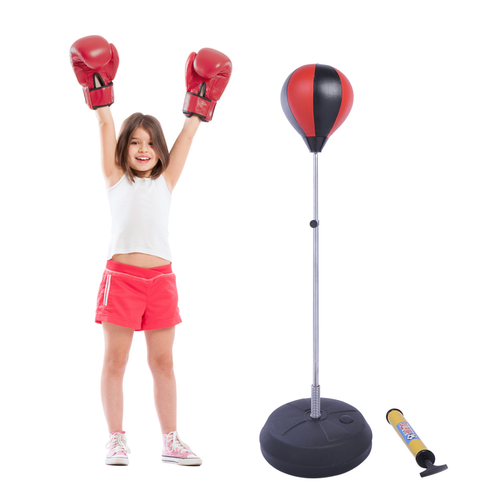 HOMCOM Kids Boxing Punching Ball Set – Adjustable Height with Gloves