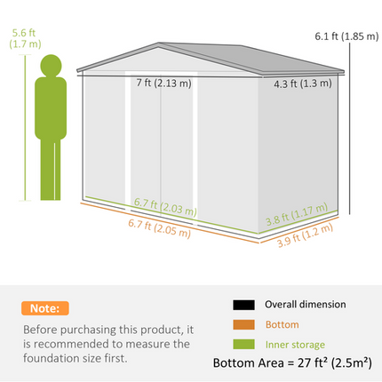 Brown Metal Garden Shed with Locking Door, Foundation & Floor – Outdoor Storage Unit