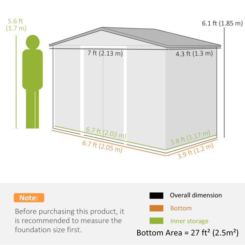 Brown Metal Garden Shed with Locking Door, Foundation & Floor – Outdoor Storage Unit