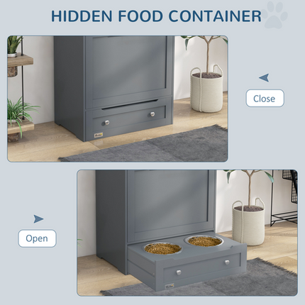 PawHut Pet Feeder Station – Food Storage Cabinet for Dogs and Cats – Black
