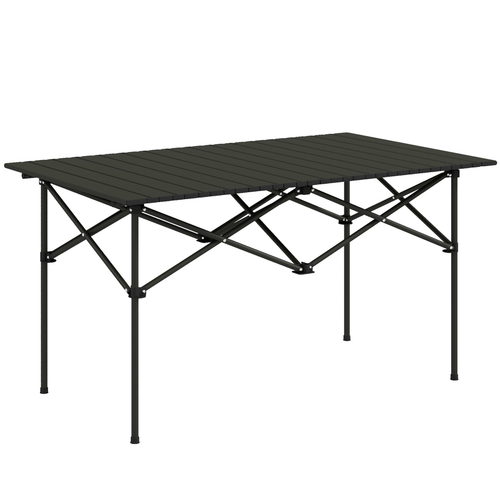 Outsunny Portable Folding Camping Table with Roll-Up Aluminium Top & Carry Bag