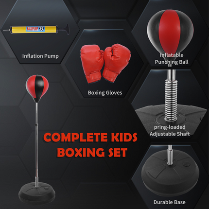 HOMCOM Kids Boxing Punching Ball Set – Adjustable Height with Gloves