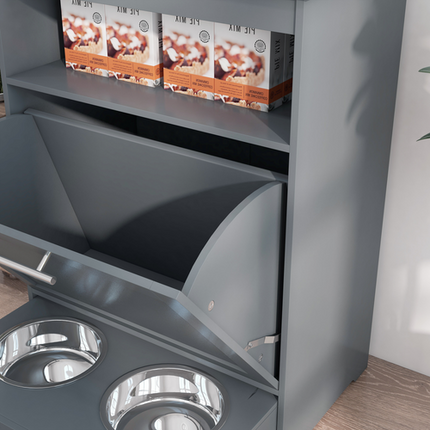 PawHut Pet Feeder Station – Food Storage Cabinet for Dogs and Cats – Black