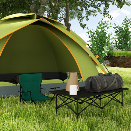 Outsunny Portable Folding Camping Table with Roll-Up Aluminium Top & Carry Bag