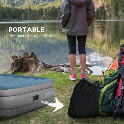 Outsunny Queen Inflatable Mattress with Electric Pump – 203 x 152 x 46 cm