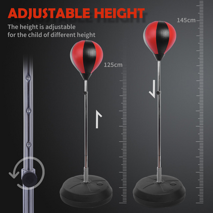 HOMCOM Kids Boxing Punching Ball Set – Adjustable Height with Gloves