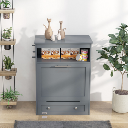 PawHut Pet Feeder Station – Food Storage Cabinet for Dogs and Cats – Black