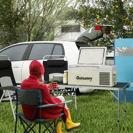 Outsunny 16L Portable Car Fridge Freezer – 12/24V DC & 100–240V AC – Khaki