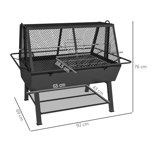 Outsunny 3-in-1 Rotisserie BBQ Grill, Roaster & Fire Pit for Outdoor Picnic and Camping