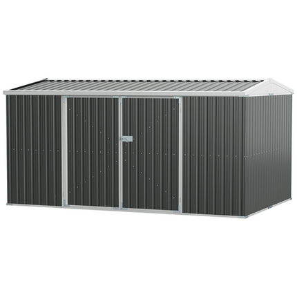 Grey Steel Garden Shed with Lockable Door – Backyard Outdoor Tool Storage Box
