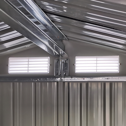 Grey Outdoor Metal Shed 152x132x188 cm with Sliding Door and Sloped Roof – Tool Storage House