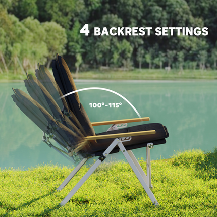 Outsunny High-Back Padded Camping Chair – Folding Recliner with Bag