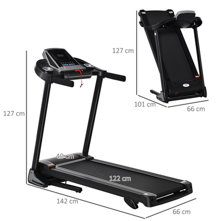 HOMCOM Folding Electric Treadmill – 12km/h Running Machine with Incline & LED Display