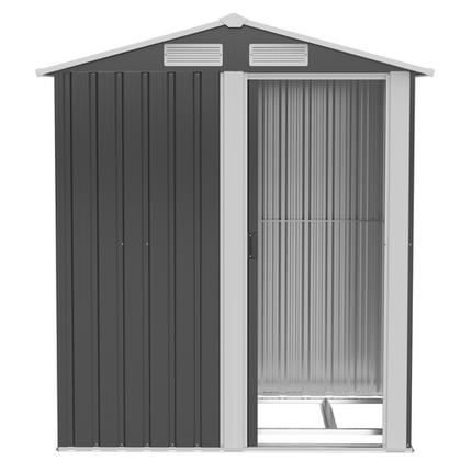 Grey Outdoor Metal Shed 152x132x188 cm with Sliding Door and Sloped Roof – Tool Storage House