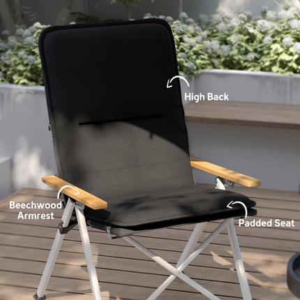 Outsunny High-Back Padded Camping Chair – Folding Recliner with Bag