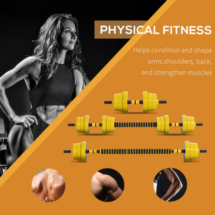 HOMCOM 20KG Barbell and Dumbbell Set – Fitness Training with Clamp Rod and Plates