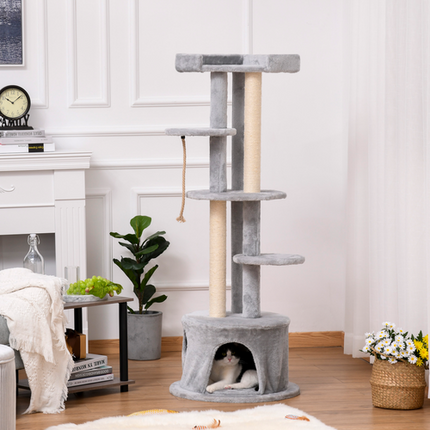 Multi-Level Cat Tree Tower for Kittens – Scratching Post, Condo & Plush Perches