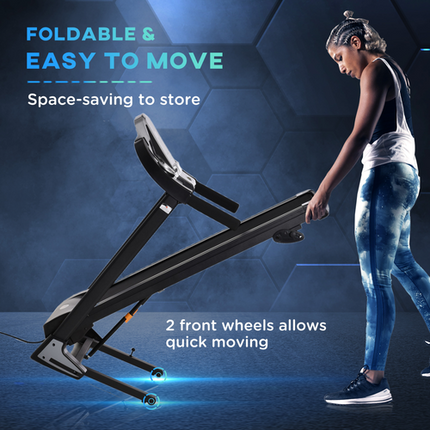 HOMCOM Folding Electric Treadmill – 12km/h Running Machine with Incline & LED Display