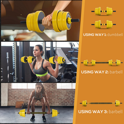HOMCOM 20KG Barbell and Dumbbell Set – Fitness Training with Clamp Rod and Plates