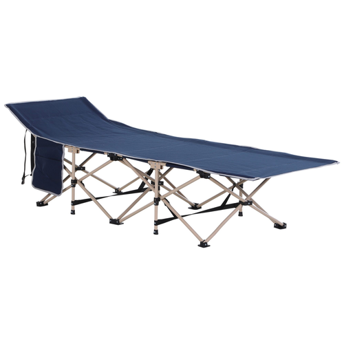 Outsunny Single Portable Military Sleeping Cot – Blue Compact Outdoor Bed