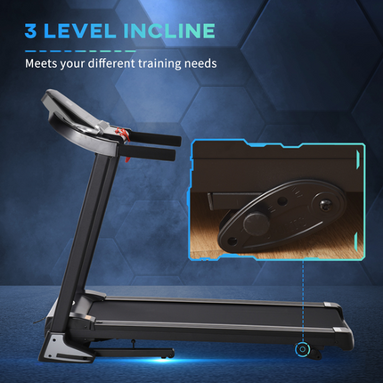 HOMCOM Folding Electric Treadmill – 12km/h Running Machine with Incline & LED Display