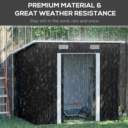 Black Metal Garden Tool Shed 6.8 x 4.3ft – Backyard Outdoor Storage Cabinet