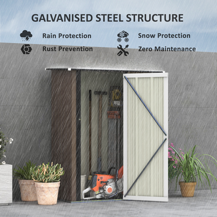 Brown Steel Garden Storage Shed with Lockable Door – Outdoor Utility Storage Cabinet