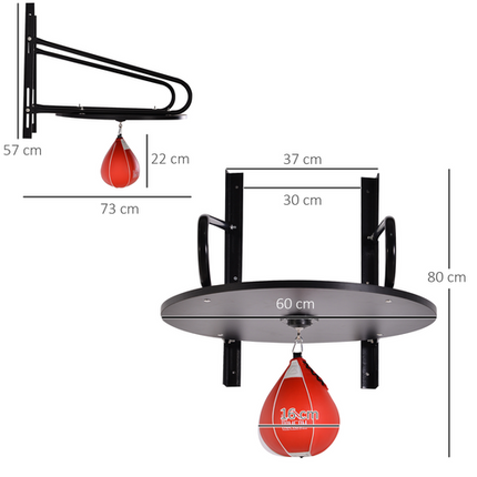 HOMCOM Wall-Mounted Speed Bag Platform – Punching Ball Hanging Training Set
