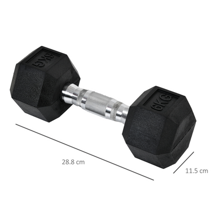 HOMCOM Hex Dumbbell Set 2x6kg – Home Gym Weight Lifting Kit