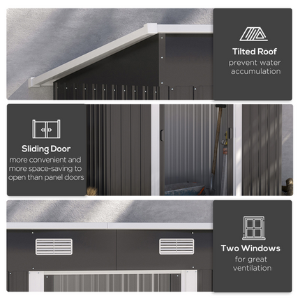 Black Metal Garden Tool Shed 6.8 x 4.3ft – Backyard Outdoor Storage Cabinet