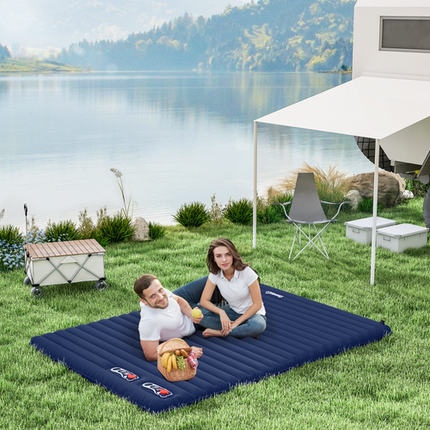 Outsunny Double Inflatable Camping Mattress – Blue Travel Air Bed