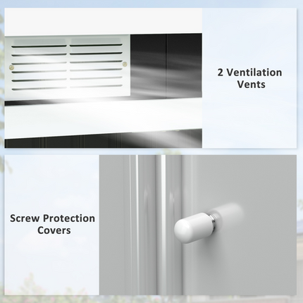 Galvanized Steel Garden Shed 9 x 4FT – Double Door Outdoor Storage Building, Grey