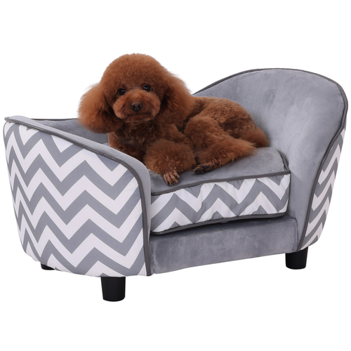 PawHut Dog Sofa Pet Couch – XS Size with Removable Sponge Cushion – Grey