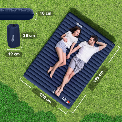 Outsunny Double Inflatable Camping Mattress – Blue Travel Air Bed
