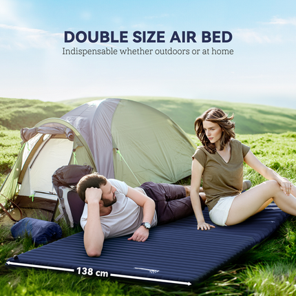 Outsunny Double Inflatable Camping Mattress – Blue Travel Air Bed