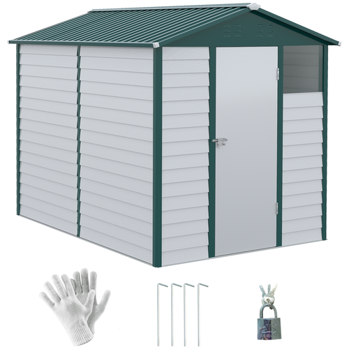 Galvanized Steel Garden Tool Shed 9x6ft – Weather-Resistant Outdoor Storage House