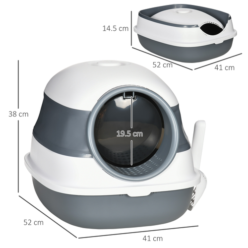 Enclosed Cat Litter Box – Covered Toilet Tray for Cats – Grey