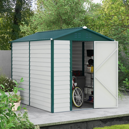 Galvanized Steel Garden Tool Shed 9x6ft – Weather-Resistant Outdoor Storage House
