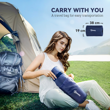 Outsunny Double Inflatable Camping Mattress – Blue Travel Air Bed