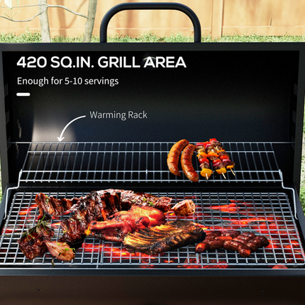 Outsunny Barrel Charcoal BBQ Grill Trolley with Ash Catcher and Thermometer