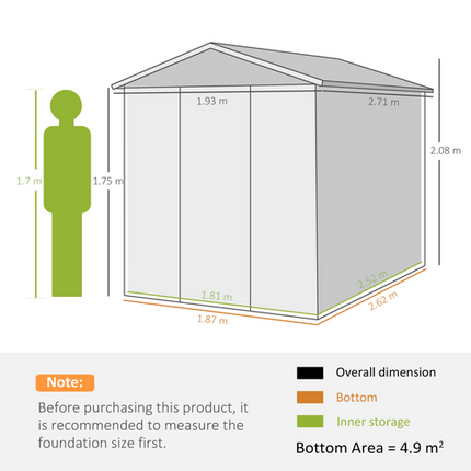 Galvanized Steel Garden Tool Shed 9x6ft – Weather-Resistant Outdoor Storage House