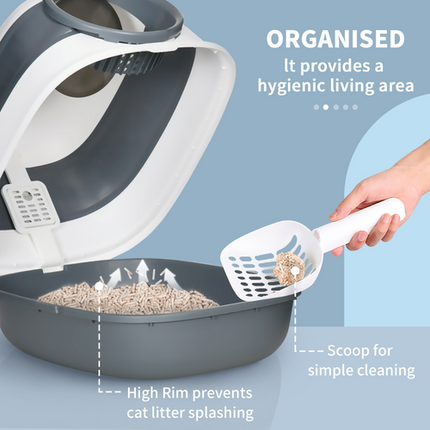 Enclosed Cat Litter Box – Covered Toilet Tray for Cats – Grey
