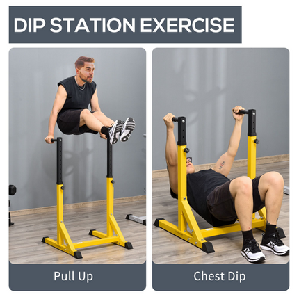 HOMCOM Power Tower Dip Station – Chin-Up, Pull-Up & Parallel Bars for Home Gym