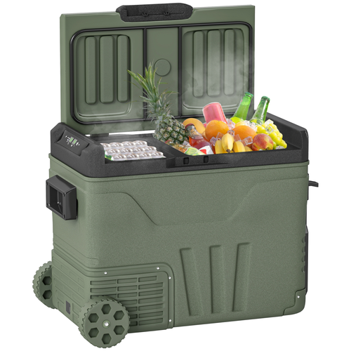 Outsunny 45L Camping Fridge Freezer Dual Zone Car Fridge, DC & AC, -20-20℃